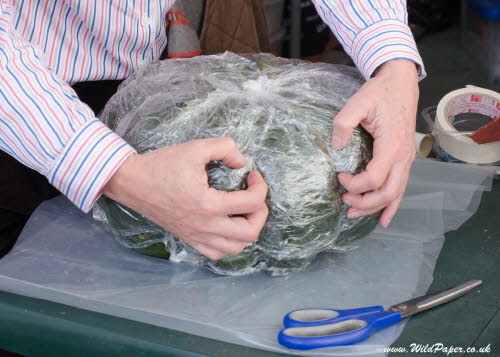 3.Press cling film into grooves